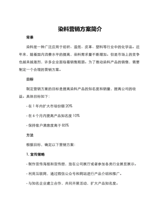 染料营销方案简单