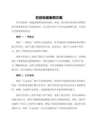 栏目包装案例方案