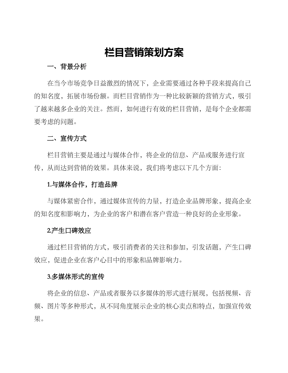 栏目营销策划方案_第1页