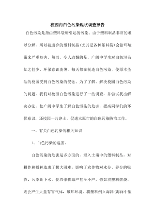 校园内白色污染现状调查报告