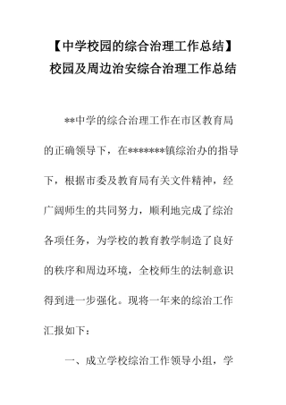 校园及周边治安综合治理工作总结