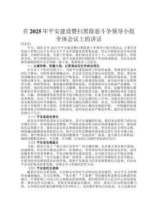 在2025年平安建设暨扫黑除恶斗争领导小组全体会议上的讲话