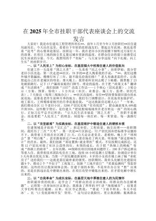 在2025年全市挂职干部代表座谈会上的交流发言