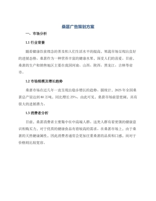 桑葚广告策划方案