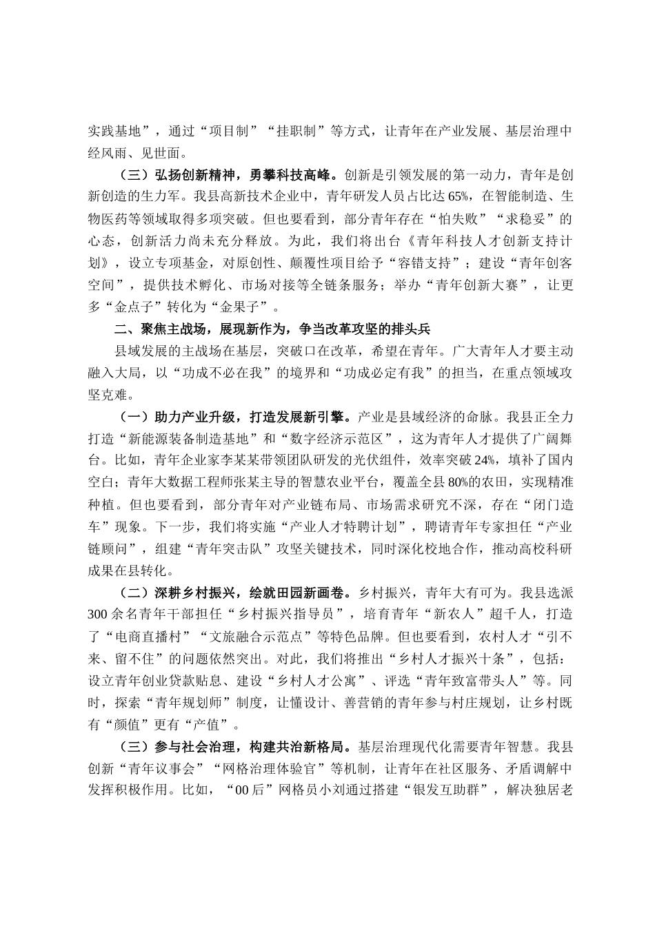县委组织部部长在2025年全县青年人才座谈会上的讲话_第2页