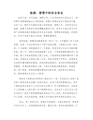 检修中的安全体会