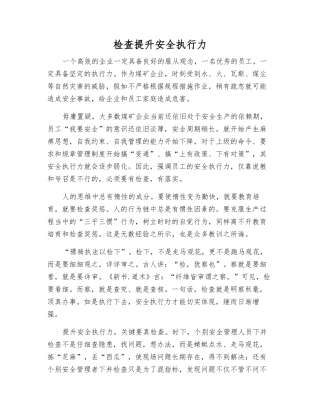 检查提升安全执行力