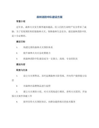 森林消防中队建设方案