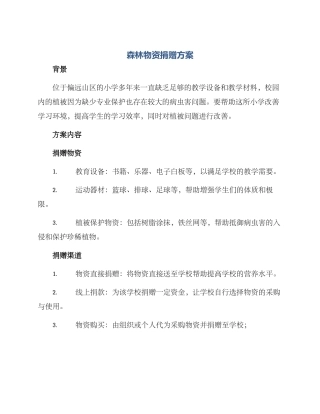 森林物资捐赠方案