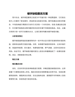 楼宇缺陷整改方案