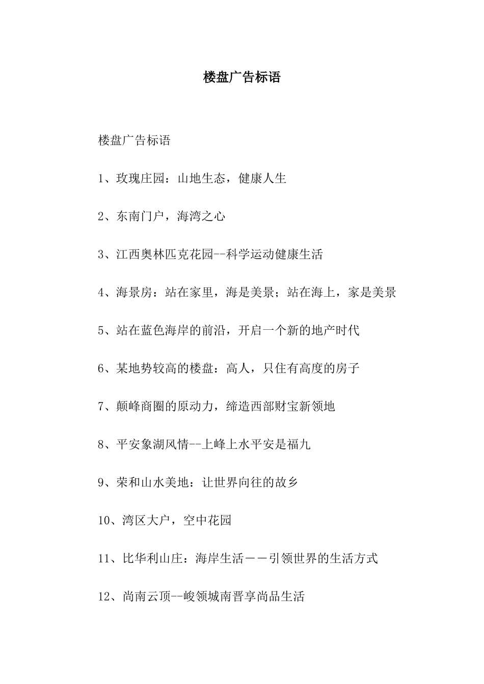 楼盘广告标语_第1页
