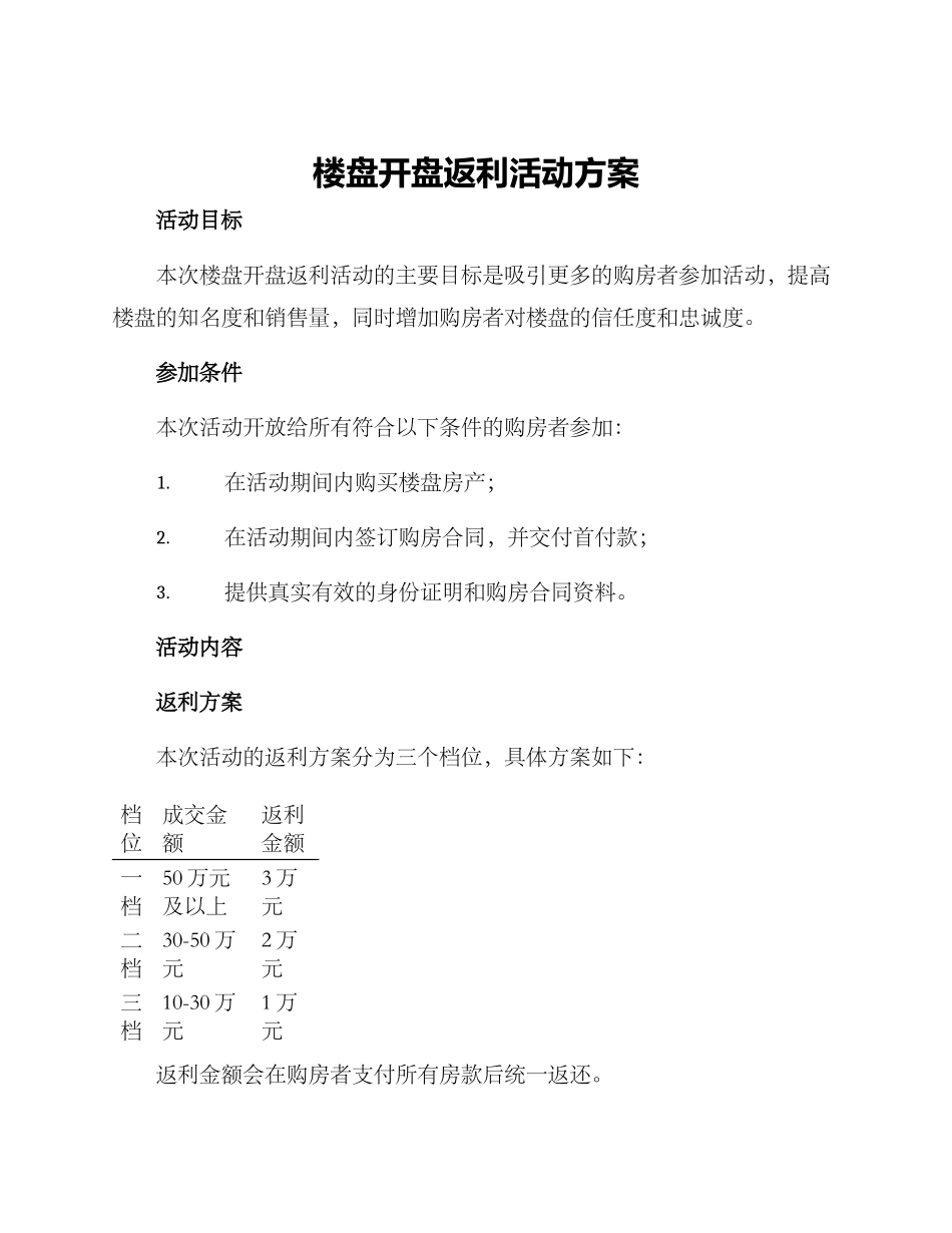 楼盘开盘返利活动方案_第1页