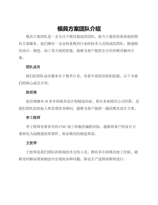 模具方案团队介绍