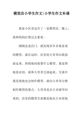 模型店小学生作文-小学生作文补课