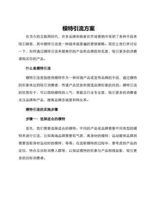 模特引流方案