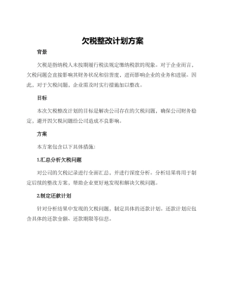 欠税整改计划方案