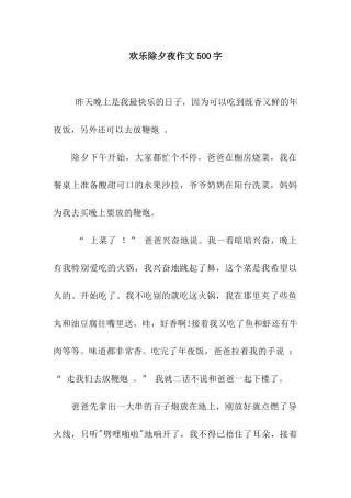 欢乐除夕夜作文500字