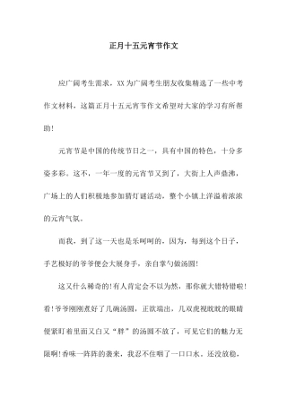正月十五元宵节作文