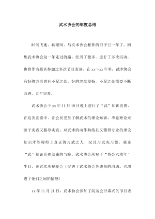 武术协会的年度总结