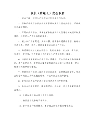 段长安全职责