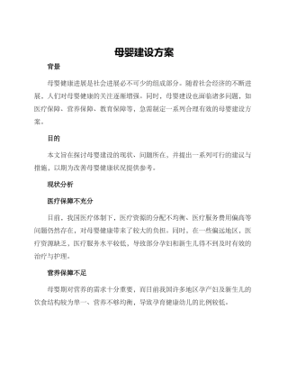 母婴建设方案