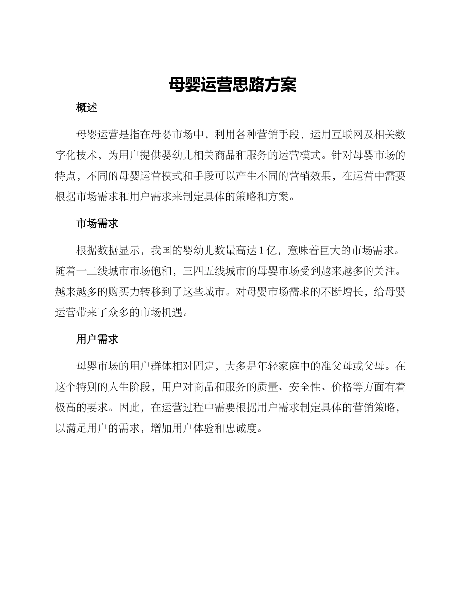 母婴运营思路方案_第1页
