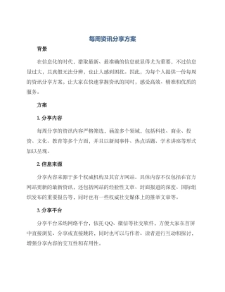 每周资讯分享方案