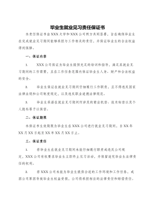 毕业生就业见习责任保证书