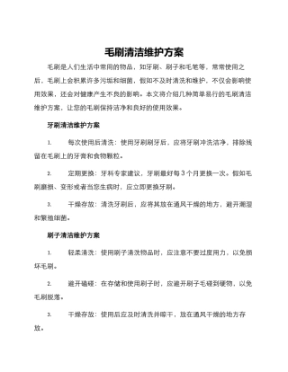 毛刷清洁维护方案