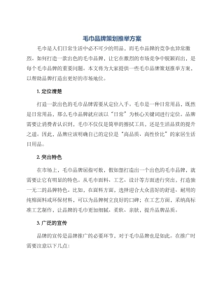 毛巾品牌策划推荐方案