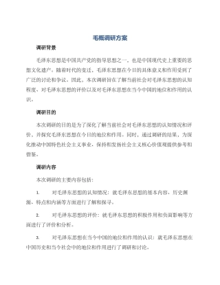 毛概调研方案