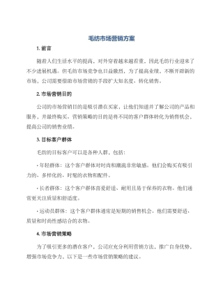 毛纺市场营销方案