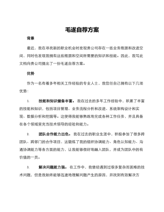毛遂自荐方案