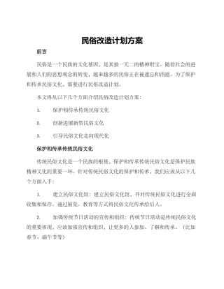 民俗改造计划方案