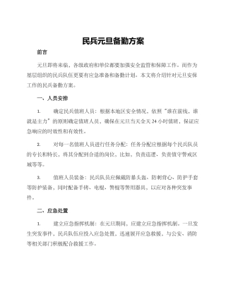 民兵元旦备勤方案