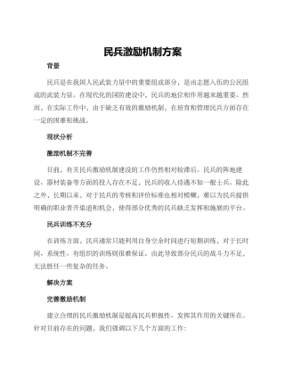 民兵激励机制方案