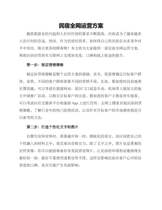 民宿全网运营方案