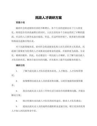 民政人才调研方案