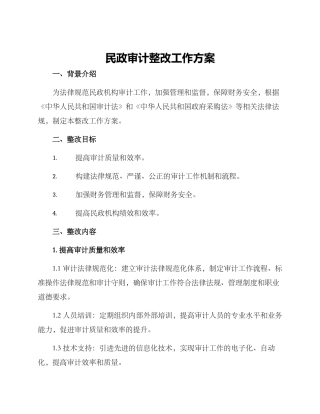 民政审计整改工作方案