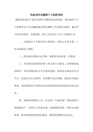 民政局作风整顿个人剖析材料