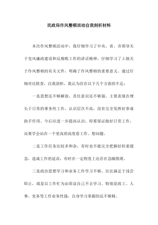 民政局作风整顿活动自我剖析材料