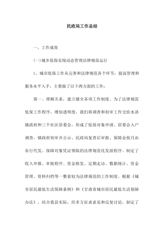 民政局工作总结