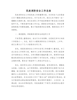 民政消防安全工作总结