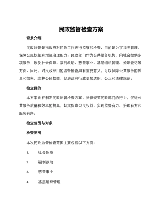 民政监督检查方案