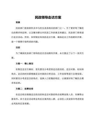 民政领导走访方案