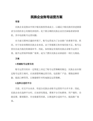 民族企业账号运营方案