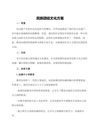 民族团结文化方案
