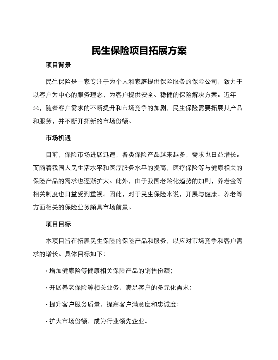 民生保险项目拓展方案_第1页