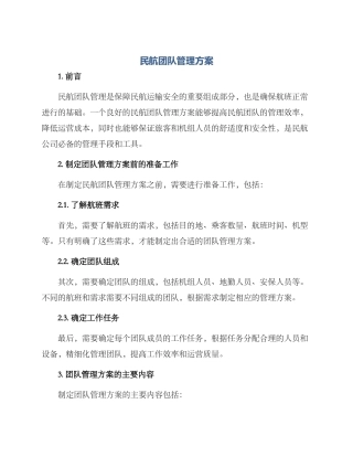 民航团队管理方案