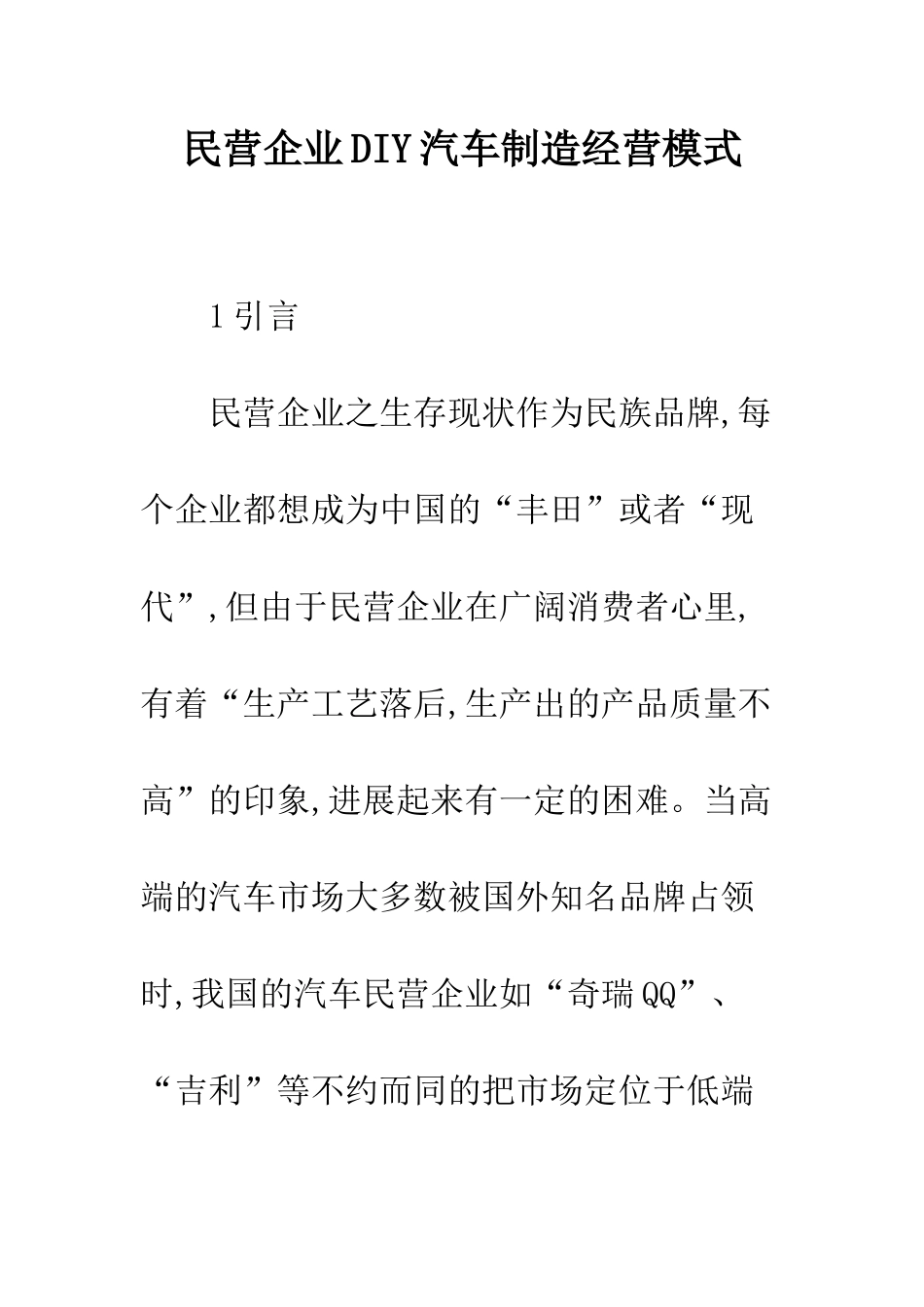 民营企业DIY汽车制造经营模式_第1页